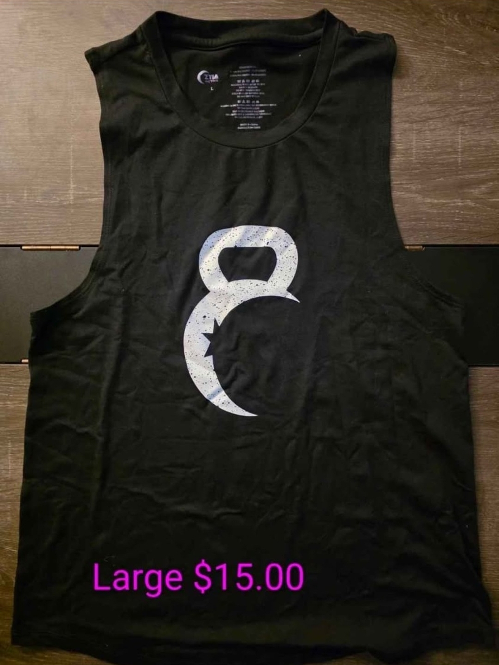 ZYIA Black Workout Tank with White Graphic